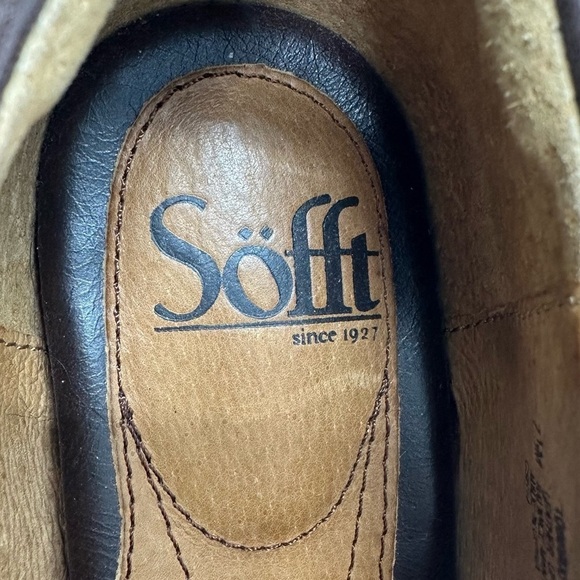 Söfft Shoes Womens 7.5M Brown Leather Upper Lining Slip On Block Heels Round Toe - Picture 9 of 16
